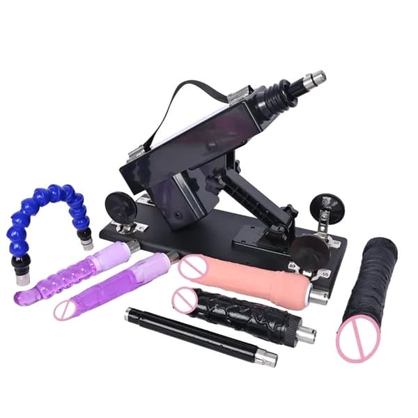 Sexmaskine, Automatisk Betjening, Stor Sort Dildo, T