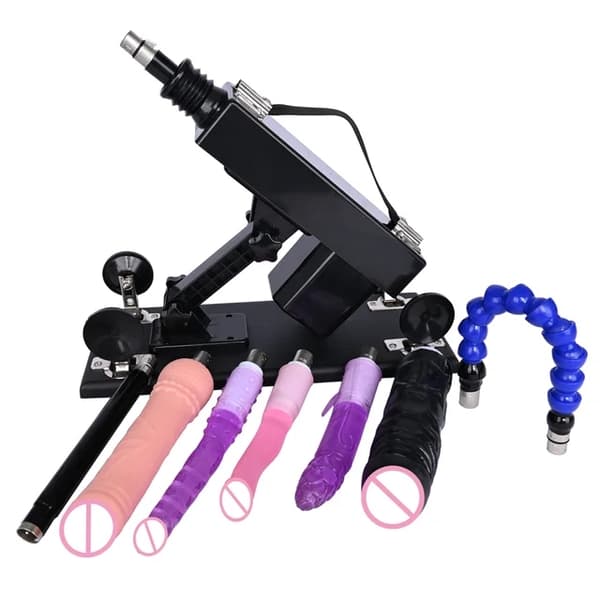 Sexmaskine, Automatisk Betjening, Stor Sort Dildo, T