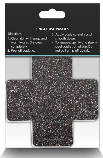 Pretty Pasties Glitter Cross Black Gold 2 Pair Nipple covers