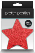 Pikkukuva 2 / 3: Pretty Pasties Glitter Stars Red Silver 2 Pair Nännisuojat