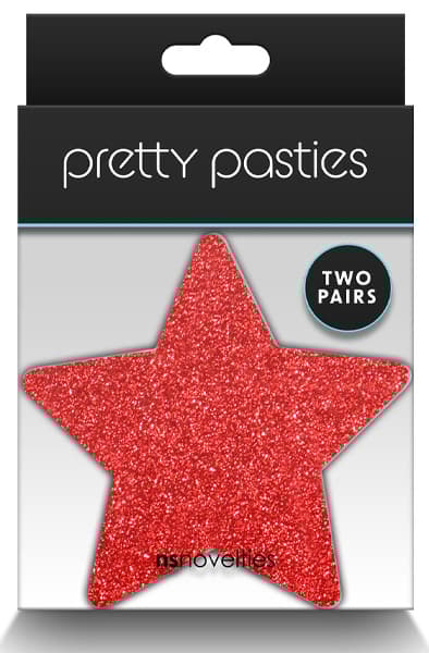 Pretty Pasties Glitter Stars Red Silver 2 Pair Nännisuojat