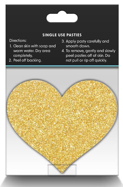 Pretty Pasties Glitter Hearts Black Gold 2 Pair Nipple covers