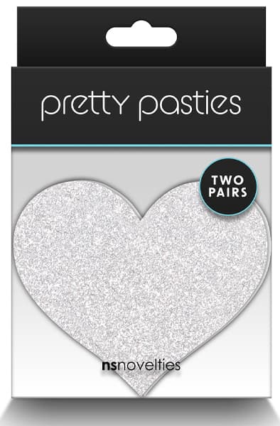 Pretty Pasties Glitter Hearts Red Silver 2 Pair Nipple covers