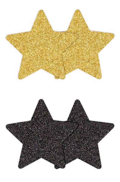 Pretty Pasties Glitter Stars Black Gold 2 Pair Nipple covers