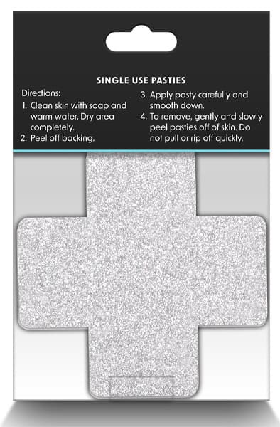 Pretty Pasties Glitter Cross Red Silver 2 Pair Nipple covers