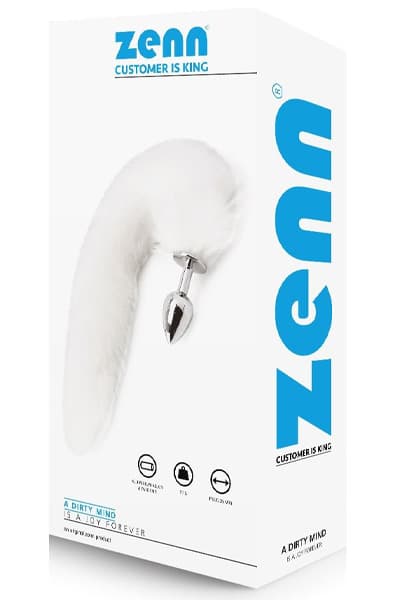 Zenn Deluxe Fluffy Fox Plug White Analplugg med hale