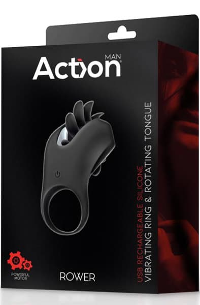 Action Rower Vibrating Ring With Rotating Tongue Penisring med vibrator