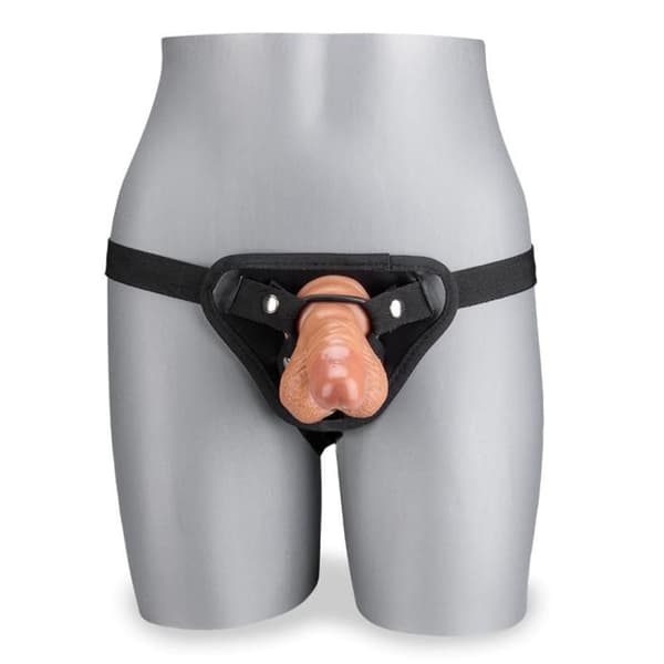 Gode Ceinture - KÄRLEK &amp; VIBRAR - Realist med Sugpropp - Justerbar Selen Svart - 17 cm Penetrerbara - Silikon och PVC