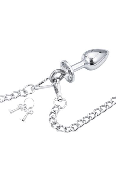 Metal Hand Cuffs With Anal Plug