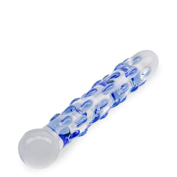 Glasdildo - Regn - Vaginal eller anal användning - Kula handtag - Längd täckt med noder