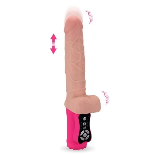 Vibrator dildo kommer och går med testiklar