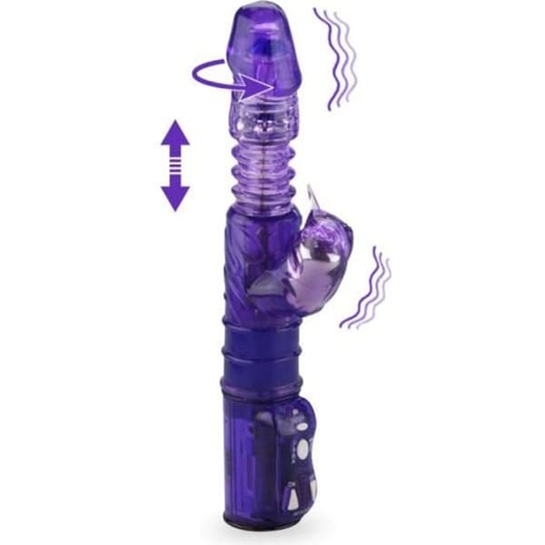 Vibromassör - KÄRLEK OCH VIBBAR - Kanin Kittlar Upp &amp; Ner - 7 vibrationslägen - Kolvningsfunktion - Lila