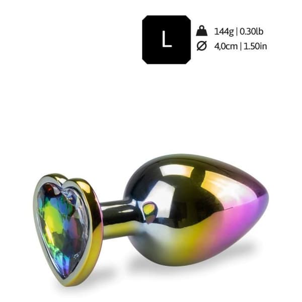 Rosebud anal juvel regnbåge hjärta M Multicolor