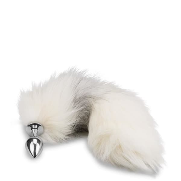 Fox tail plug vit och svart päls Black And White