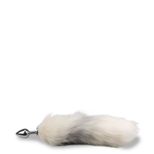 Fox tail plug vit och svart päls Black And White