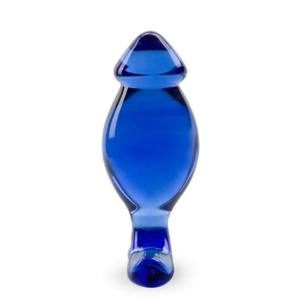 Analplugg av glas - Ocean - Mörkblå - 11cm - 4,2cm - Fisksvans