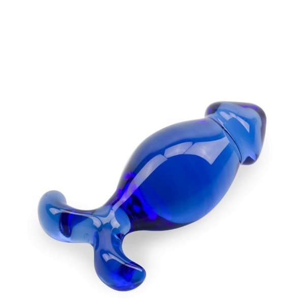 Analplugg av glas - Ocean - Mörkblå - 11cm - 4,2cm - Fisksvans