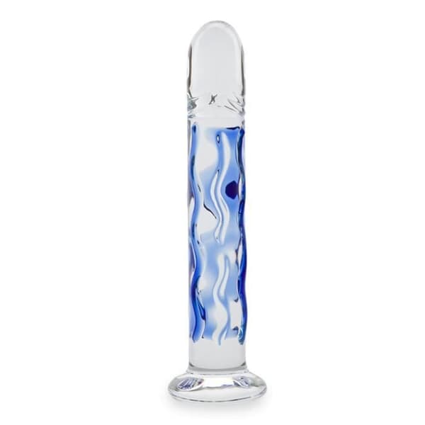 Glow Blue Glass Dildo - Medium - Anal - G/P Spot Stimulator