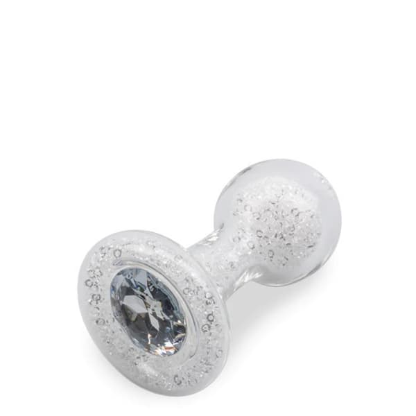 Pearl White Diamond Glas Butt Plug