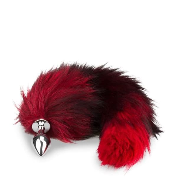 Fox tail plug svart och röd päls Black And Red