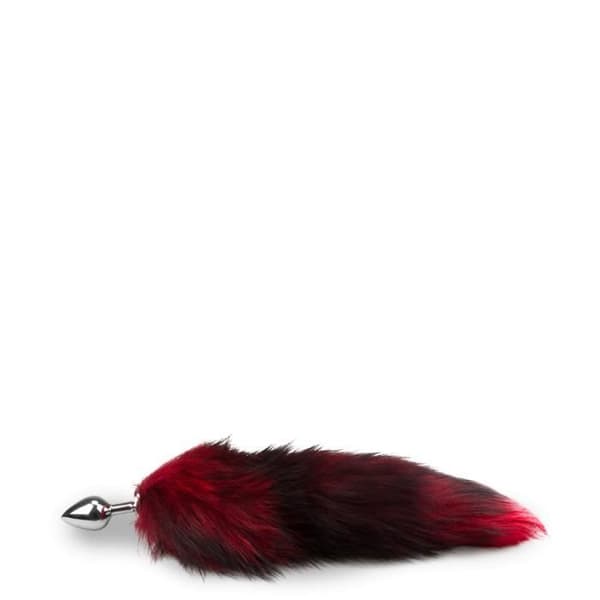 Fox tail plug svart och röd päls Black And Red