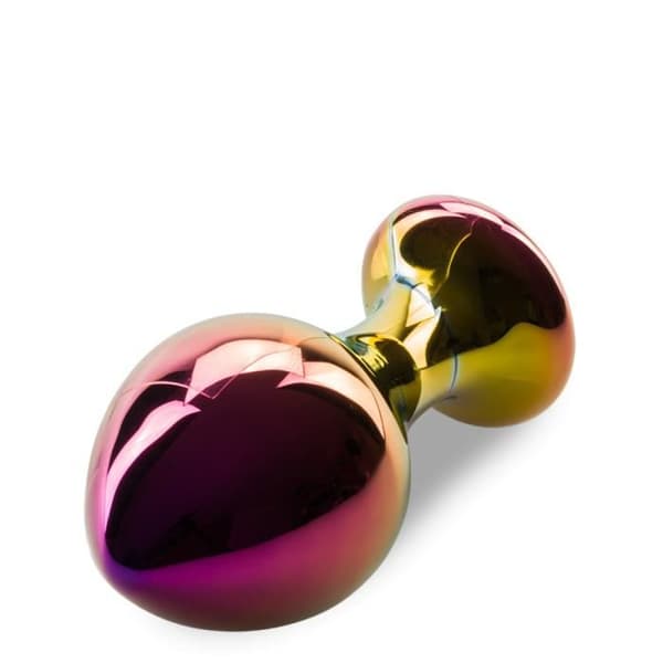 Analplugg av glas - Violet krom - Progressiv diameter - 9,0 cm lång