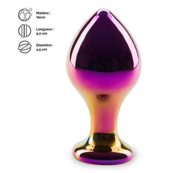 Analplugg av glas - Violet krom - Progressiv diameter - 9,0 cm lång