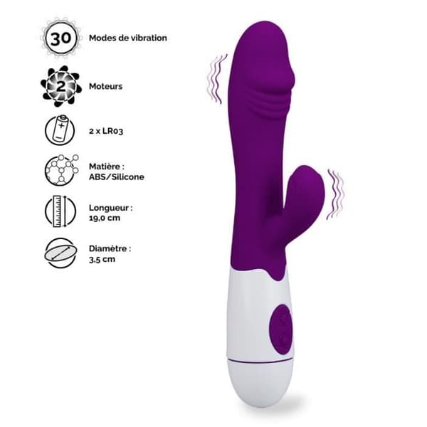 Vibromassör kanin - Bloom - Dubbel stimulering av klitoris och G-punkt - Silikon och ABS - 30 vibrationslägen