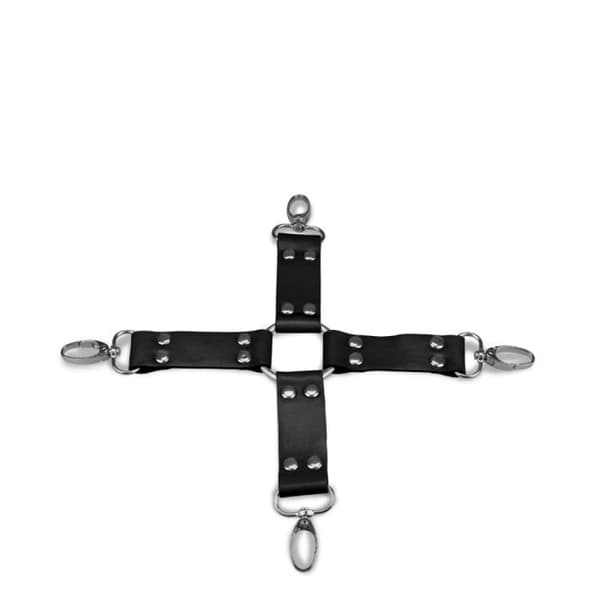 Korsettbunden Hogtie Svart - BDSM-bindning - Nitar i konstläder - Svart