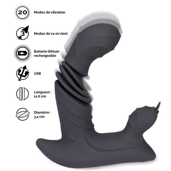 Klitorisstimulator som vibrerar fram och tillbaka dildo 20 lägen Svart