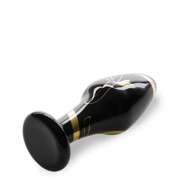 "Analplug i glas Delicacy - Svart - Progressiv diameter - Bred bas"