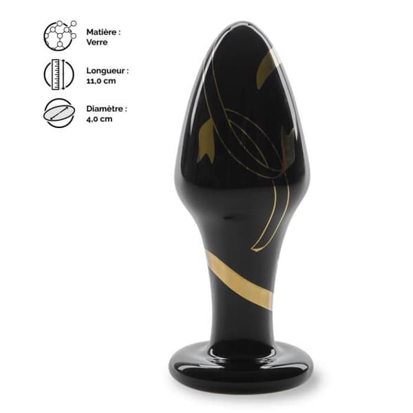 "Analplug i glas Delicacy - Svart - Progressiv diameter - Bred bas"