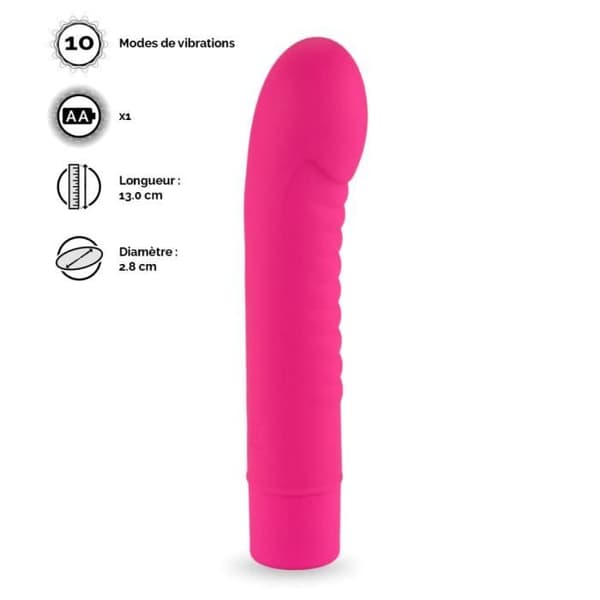 Sexleksak - Love and Vibes - Miniribbad vibrator 13cm - Silikon - Rosa - 10 vibrationslägen