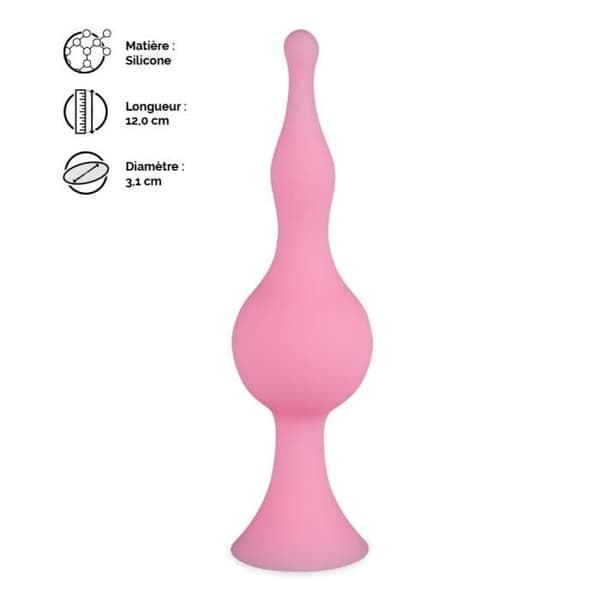 Analplugg - Blob - Rosa - Silikon - Progressiv diameter - Sugkopp