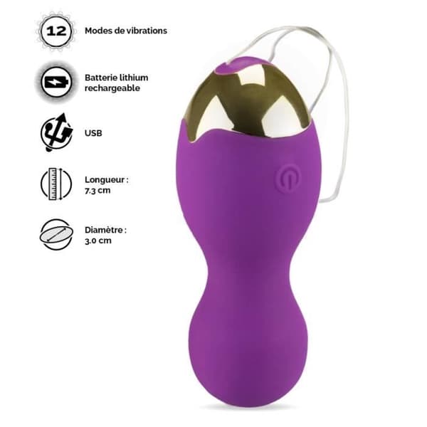 Silikon vibrerande ägg med USB-fjärrkontroll 12 lägen Lila
