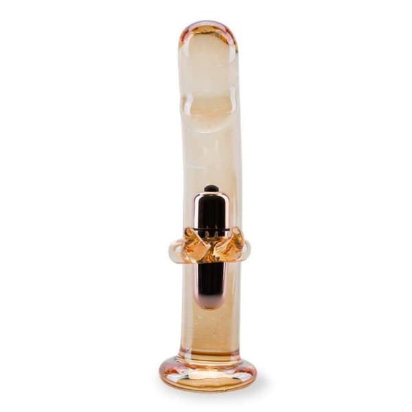 Mr Pleasure Amber Vibrerande Kanin Glas Dildo