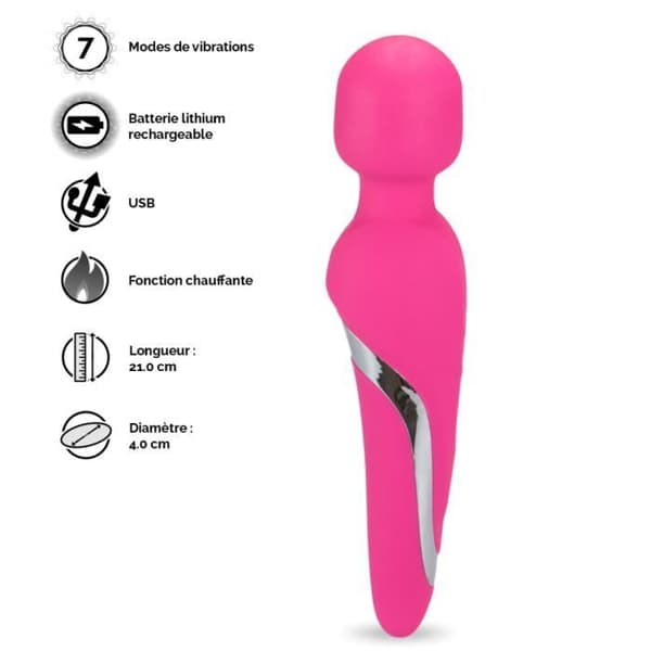 Vibrator - Fantasy Wand - Uppvärmd - ABS och silikon - Kraftfull stimulering - 7 vibrationslägen