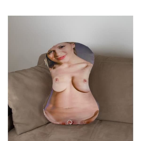 Uppblåsbar dockkudde - Sexig blond brunett - PVC och polyester - 73 cm lång