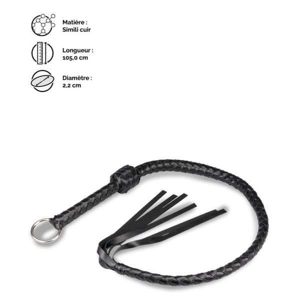 BDSM-pisk - Okänt märke - 105,0cm - Flätad konstläder - Svart