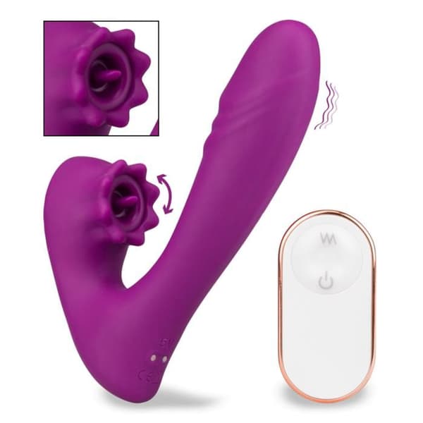 Klitorisstimulerande slag- och fjärrstyrd vibrator Lila