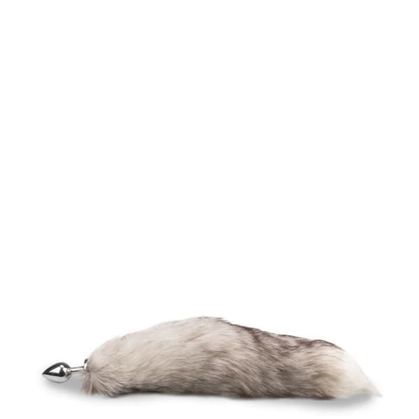Grå och vit pälsräv svansplugg