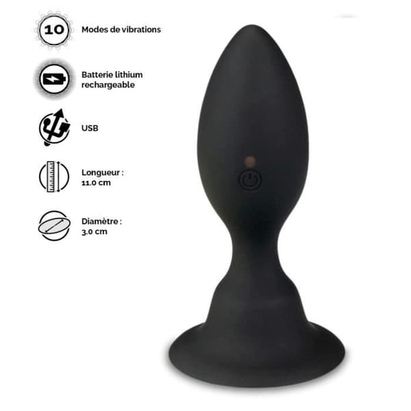 Flexibel vibrerande analplugg med sugkopp 10 lägen