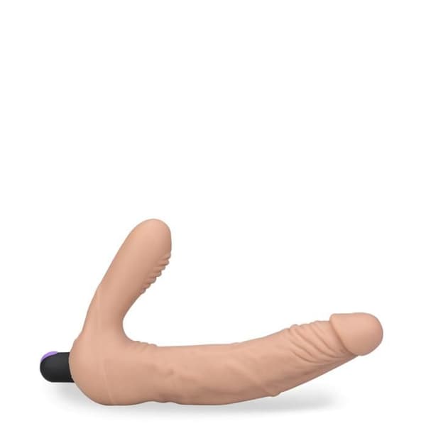 Flesh Lesbian V Vibrerande Strap-on Dildo