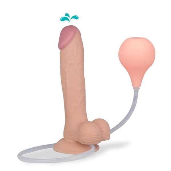 Realistisk ejakulatorisk sugkopp dildo 23,0cm Beige
