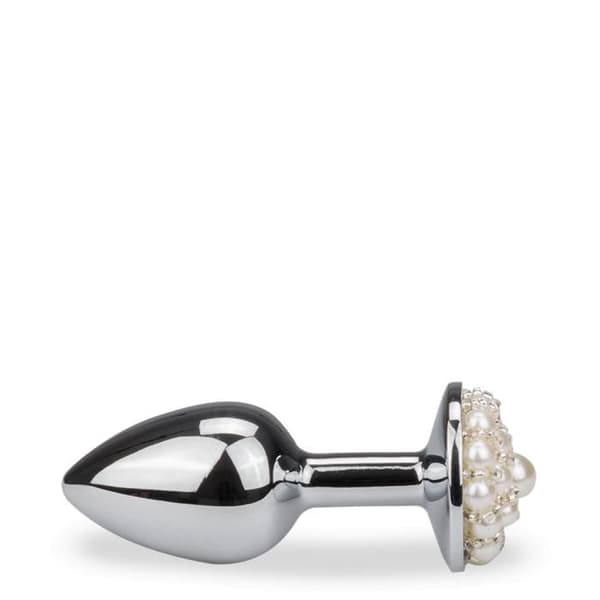 Rosebud analplugg med pärlor Pearl White