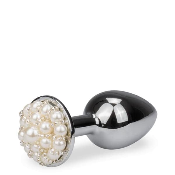 Rosebud analplugg med pärlor Pearl White
