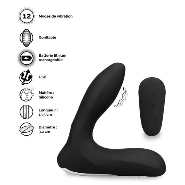 Vibrerande och uppblåsbar prostatastimulator Svart