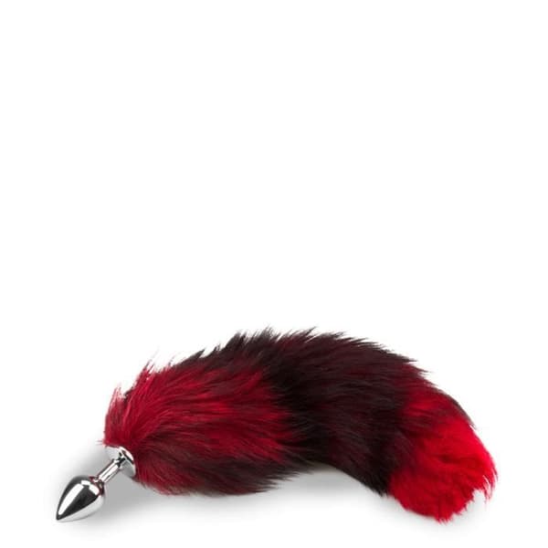 Fox tail plug svart och röd päls Black And Red