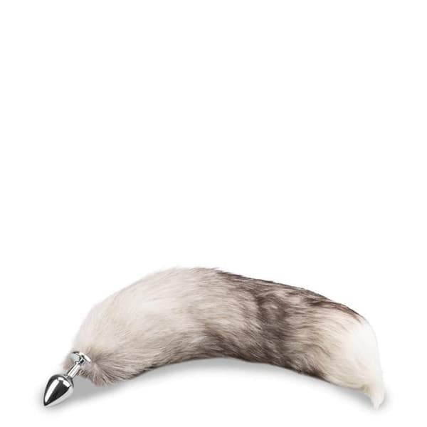 Grå och vit pälsräv svansplugg