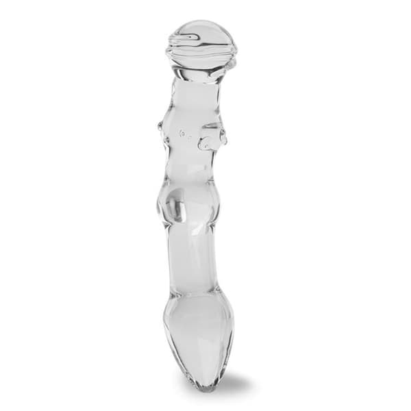 Glasdildo - Flöde - Olika diametrar och reliefer - G-punktsstimulering - Transparent glas